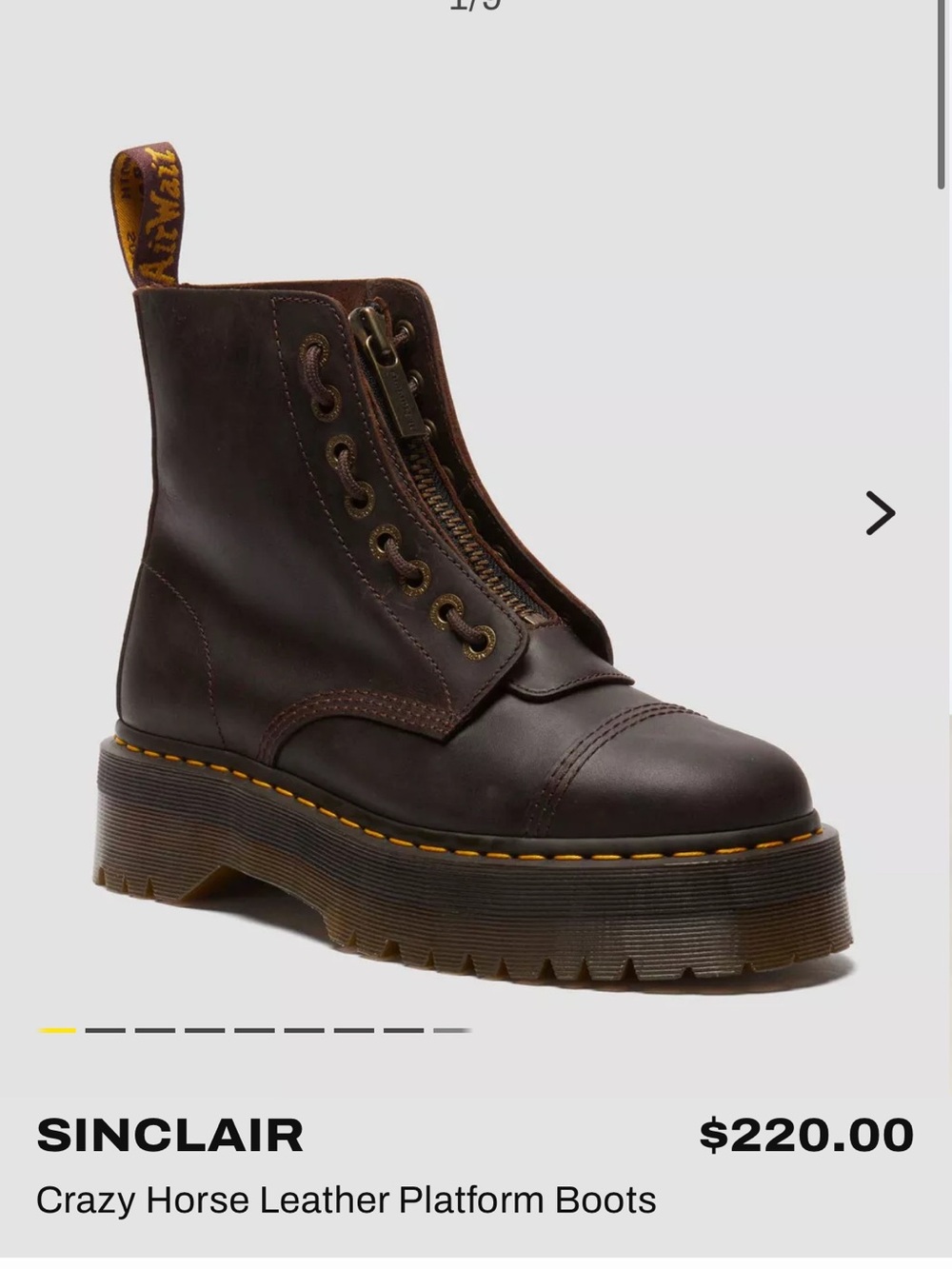 Dr Martens Sinclair Crazy Horse Leather Platform Boots - Dark Brown